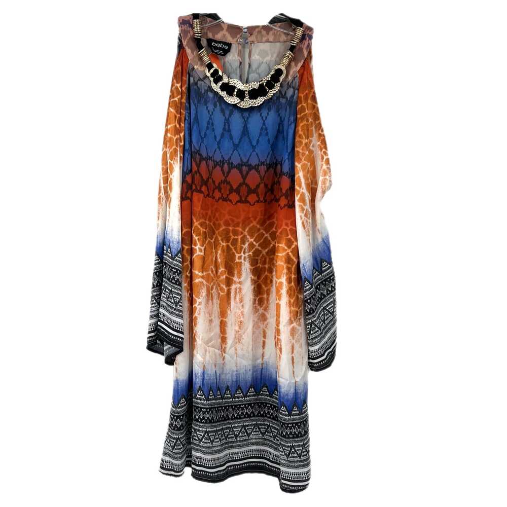 bebe Black Orange Mini Dress Printed knee-length round-neck long-sleeve Womens S